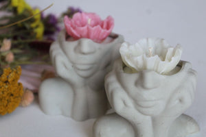 "Head in the Flowers" Concrete Candle