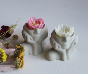 "Head in the Flowers" Concrete Candle