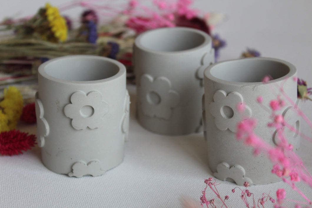 Floral Concrete Votive